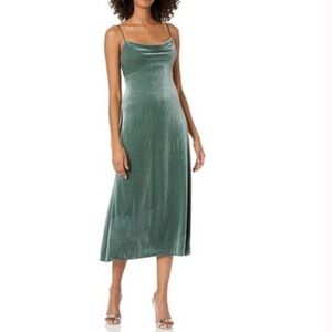 NWT Jenny Yoo Women's Green Saba Velvet Cowl Neck Stretch Dress Sz 12